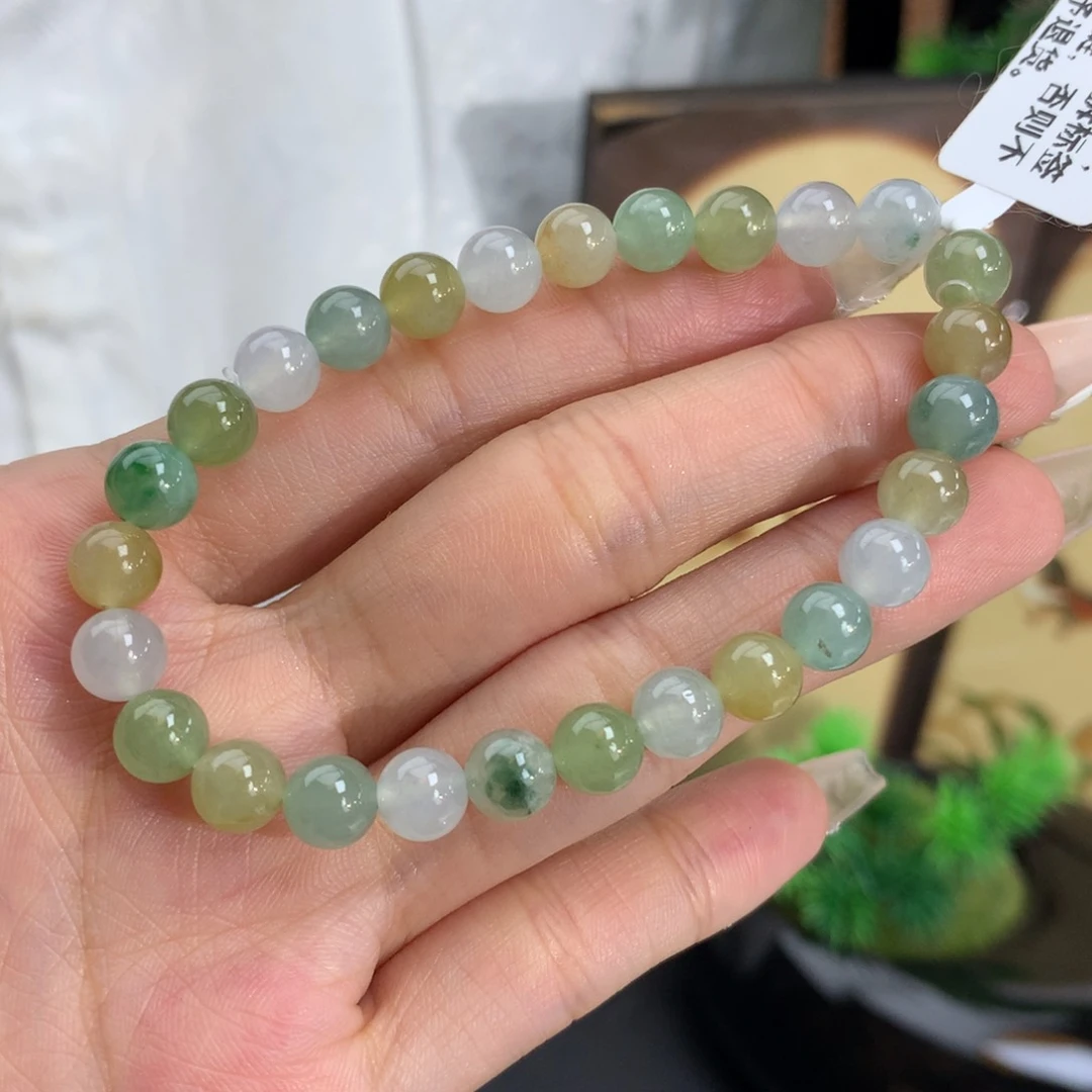 未镶嵌手串翡翠卡6.8冰胶多宝手串