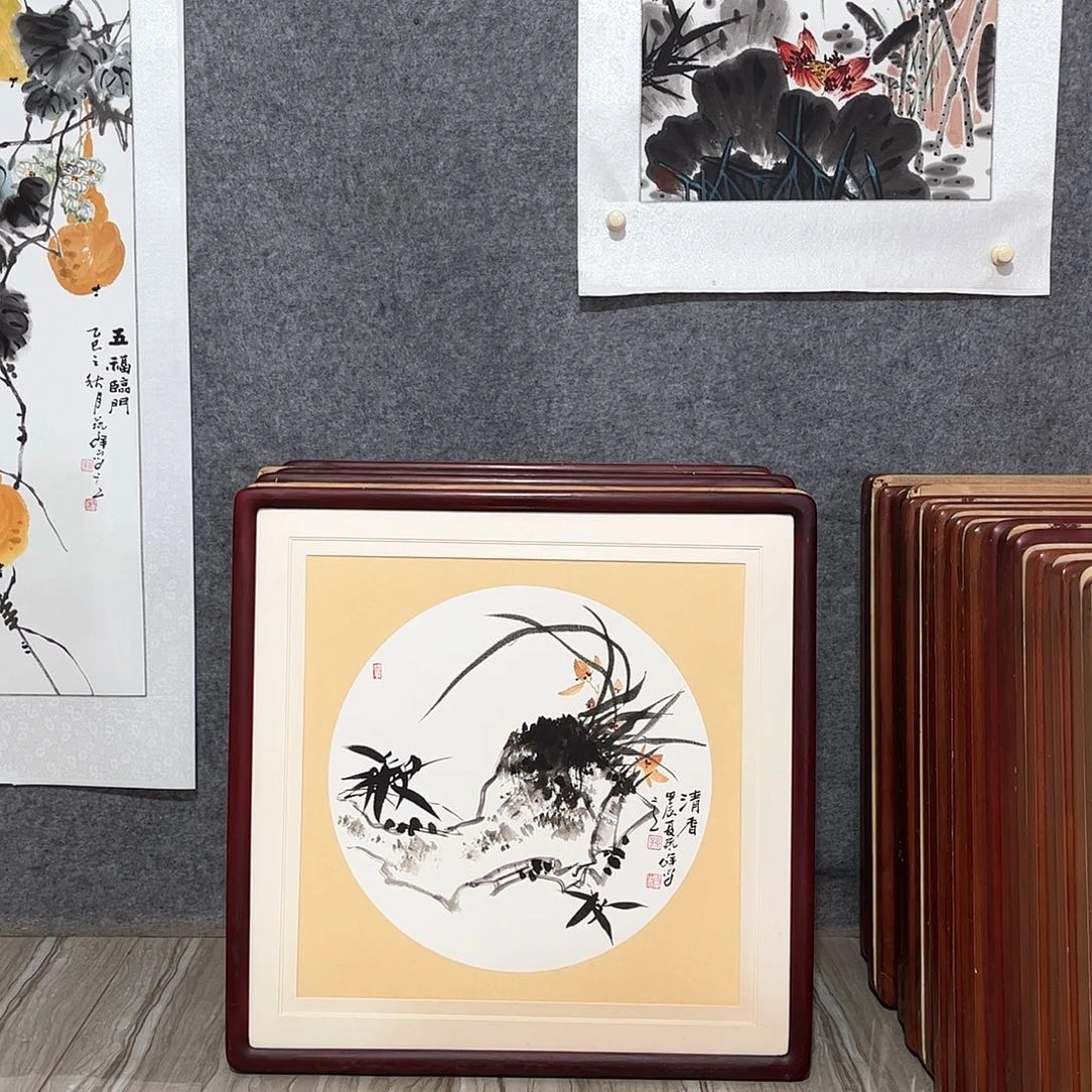 国画书画作品带框63×63