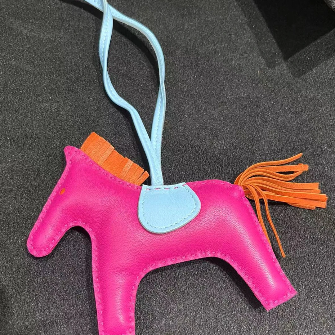 99新 Hermes/爱马仕 紫拼蓝拼橙小马 大号 A刻