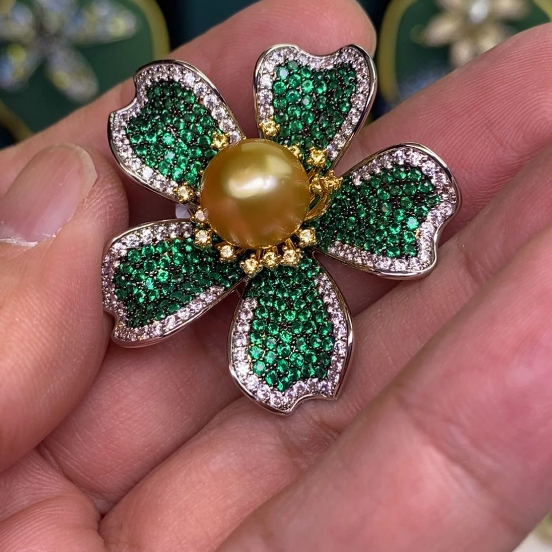 未镶嵌胸饰海水珍珠