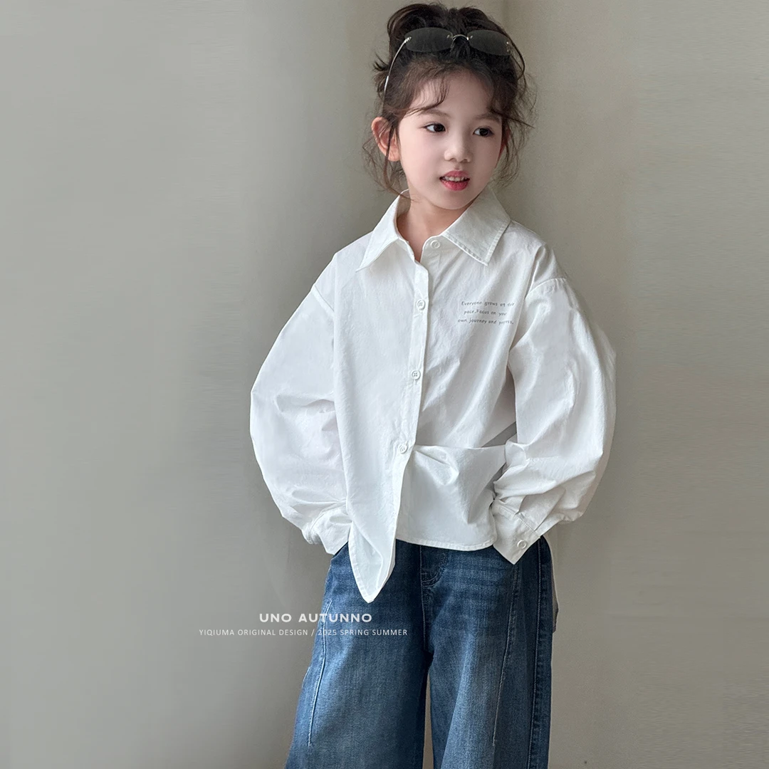 现货「UNO AUTUNNO」【嗲酷小调】冰棉女中大童polo领印花衬衫GQ266