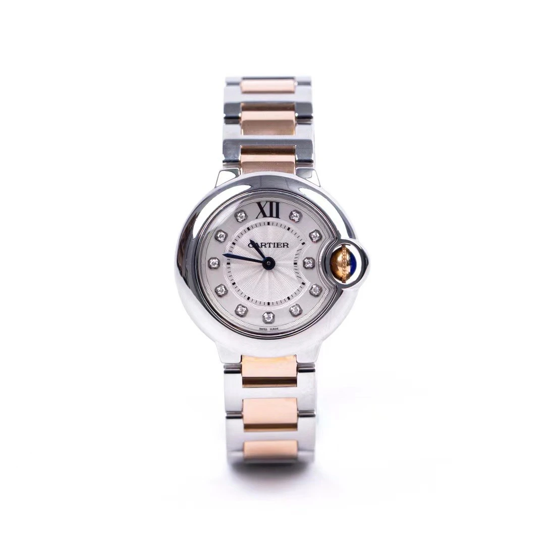 99新 Cartier/卡地亚 蓝气球石英腕表 28mm精钢/18k玫瑰金 后钻