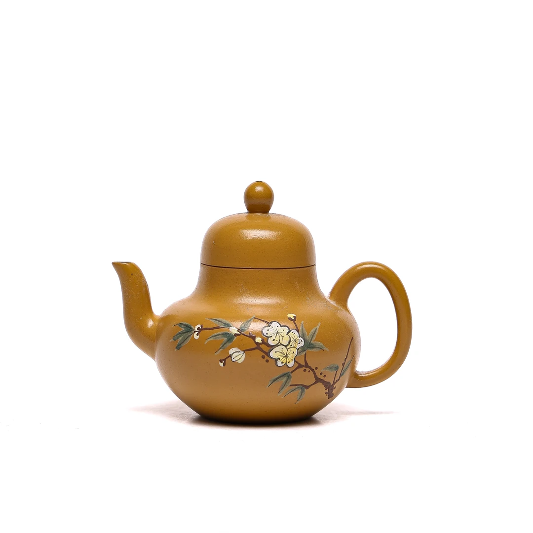 汪汪茶器 思婷 黄金朱泥泥绘 100cc 家用紫砂壶 LTF 1