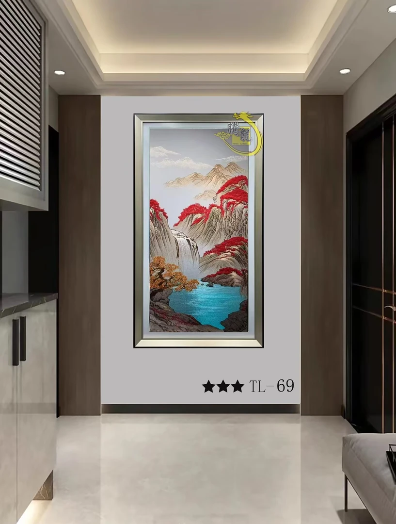 一翔苏绣画工厂《福利款-织锦绣》新中式客厅沙发背景墙装饰画