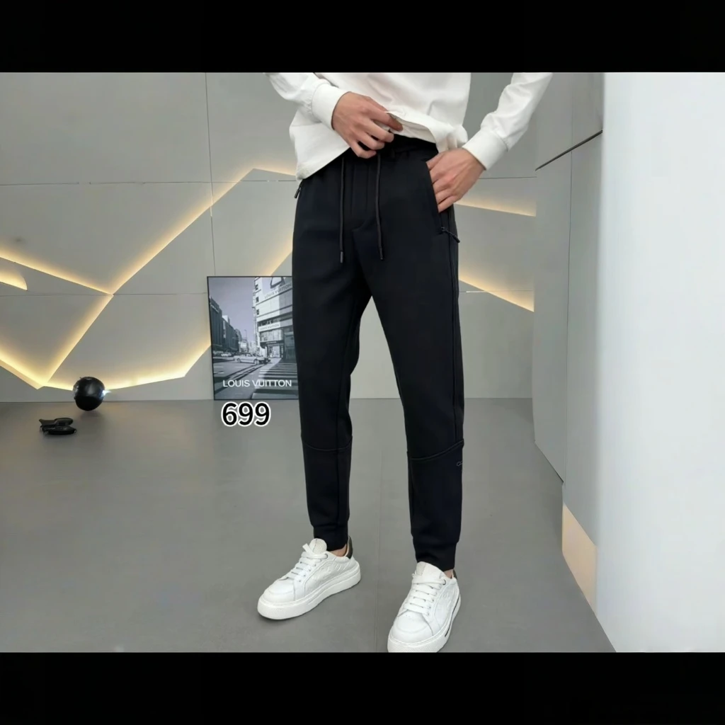 399秋冬男裤加肥加大运动休闲拼接小脚裤修身显瘦面料大码男装