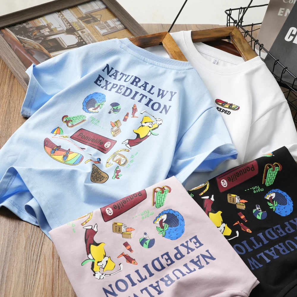 帅气男童滑板刺绣短袖T恤夏季新款儿童中大童卡通上衣5275