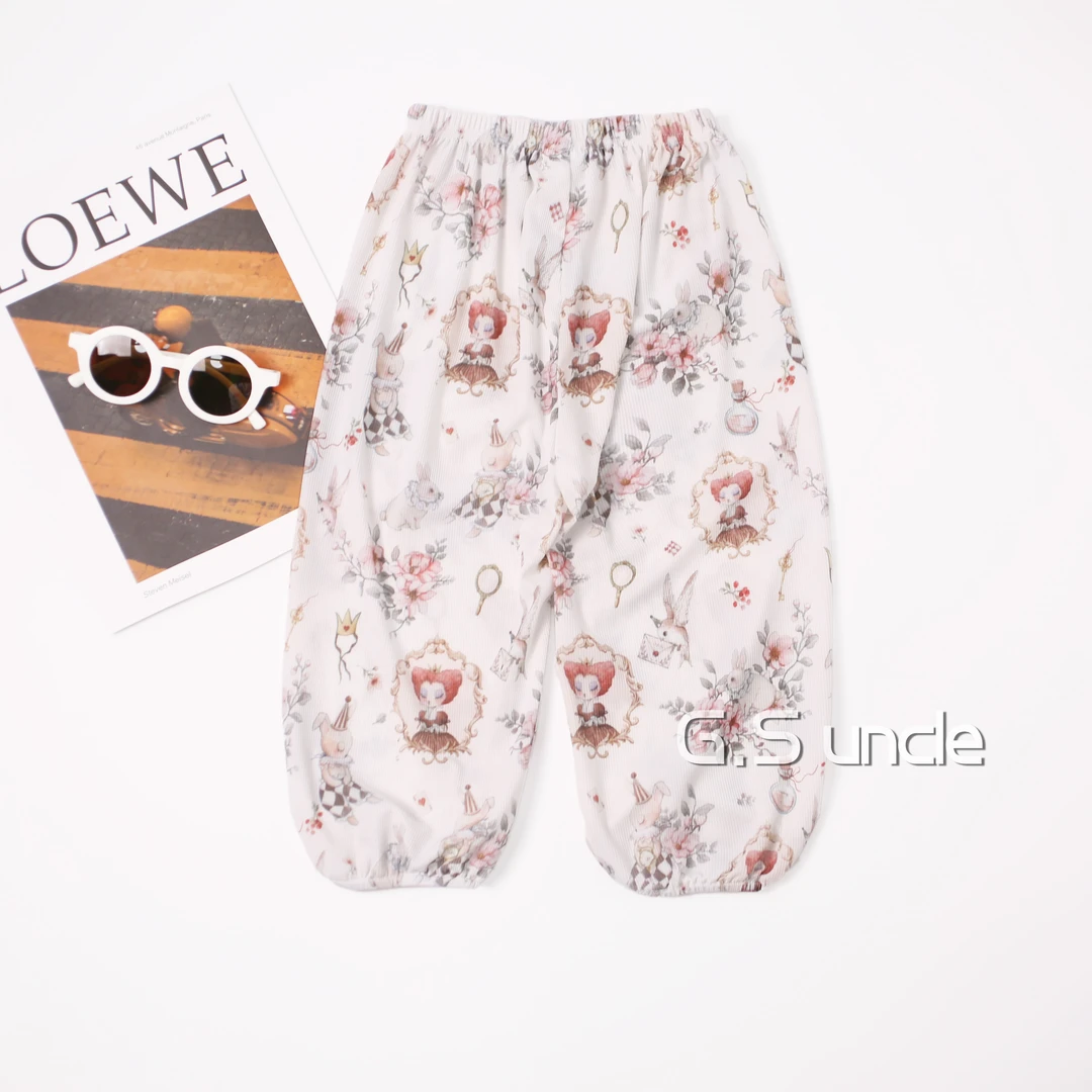 【云锦梦蝶】B169薄款垂感清凉透气洋气休闲儿童防蚊裤印花宽松