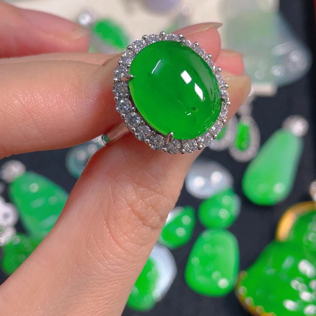 翡翠银S925镶嵌吊坠(不含链)