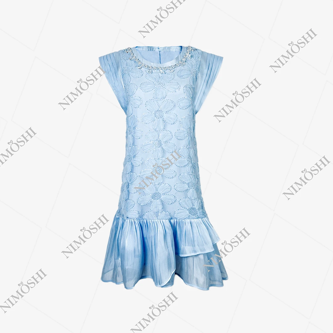 【COCO LESLEY】新款钉珠飞飞袖鱼摆裙休闲宽松气质连衣裙女Q1318