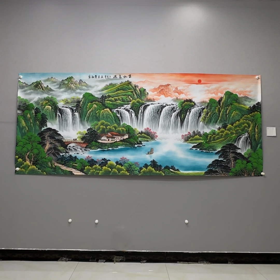 国画横幅八尺精品山水贾敏