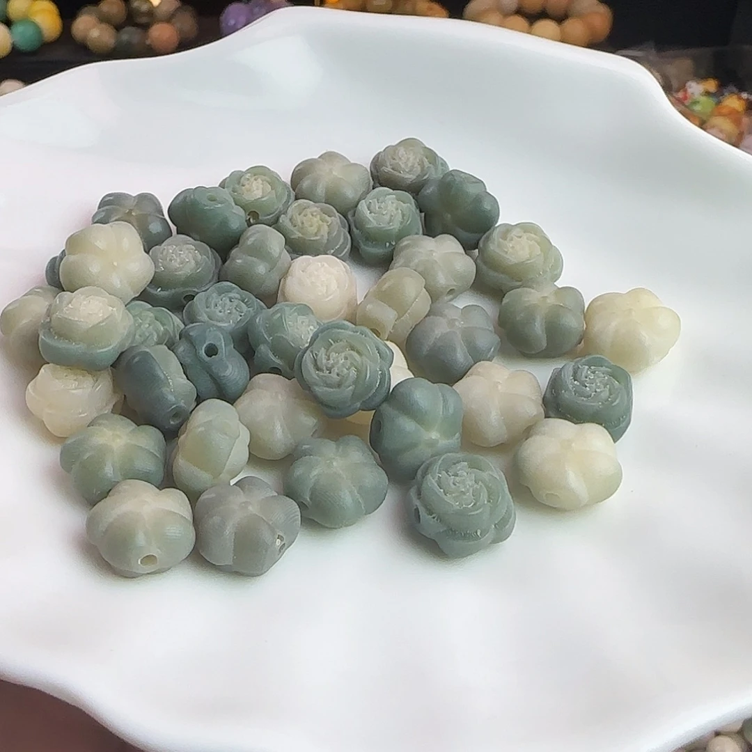 菩提根/象牙果手串卡13绿色玫瑰花20颗