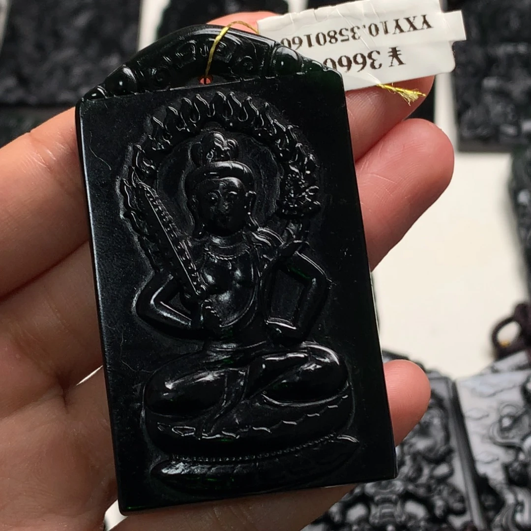 天然缅甸a货钢琴黑挂件