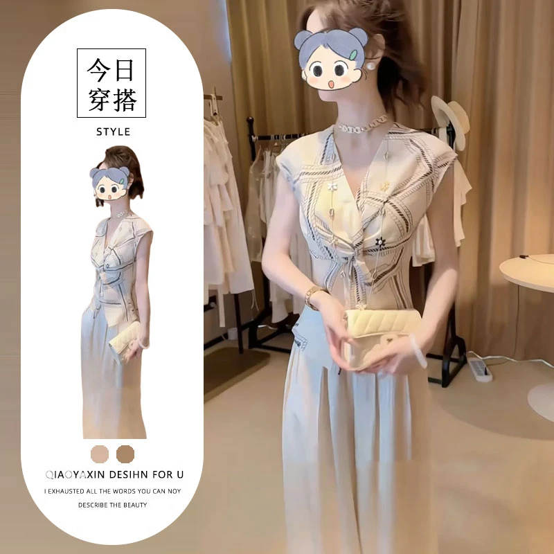 夏季超火穿搭干练气质轻奢高级感女人味姐系贵感通勤印花衬衫套装