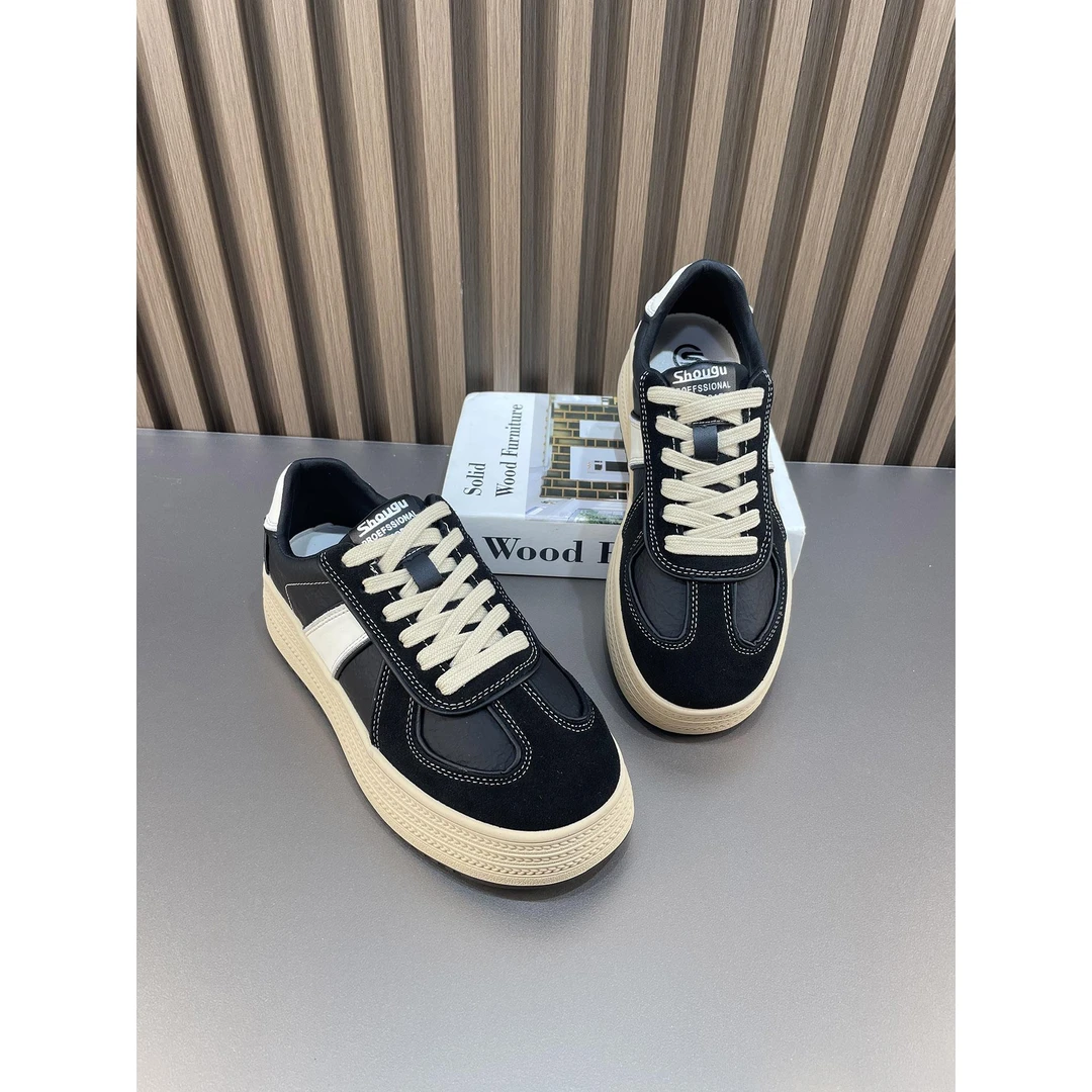 厚底增高德训鞋女2025年秋季新款小白鞋子女休闲运动拼色系带板鞋