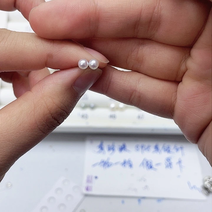 淡水珍珠耳饰银S925镶嵌用****3