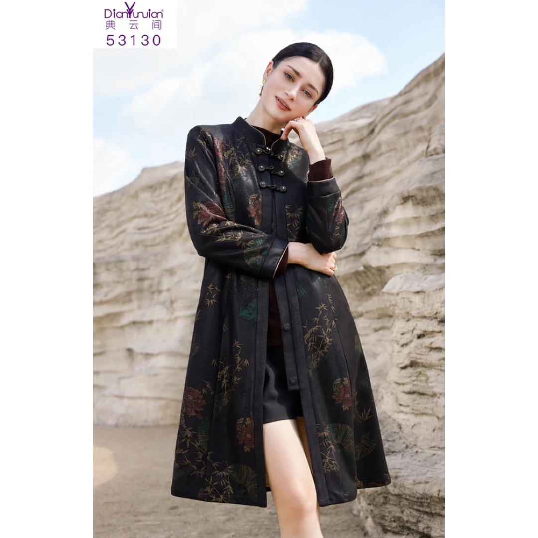 53130时尚洋气百搭显瘦复古优雅长款风衣外套