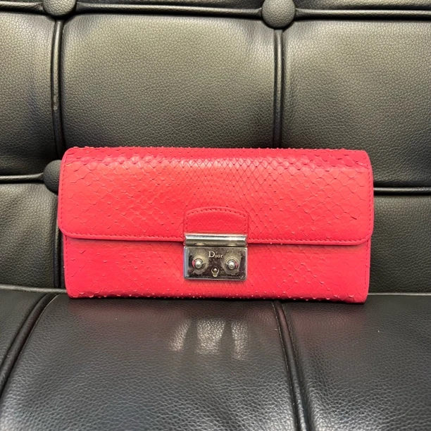 95新 DIOR/迪奥 迪奥粉银格陵纹钱包
