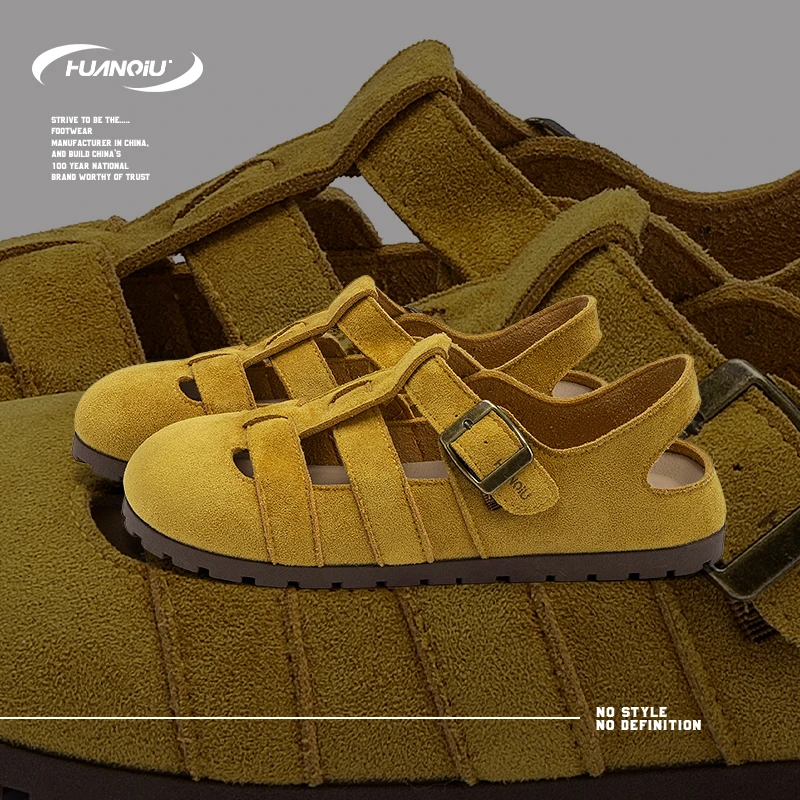 HUANQIU/环球百搭简约透气凉鞋女鞋2025夏季新款轻便软底复古休闲