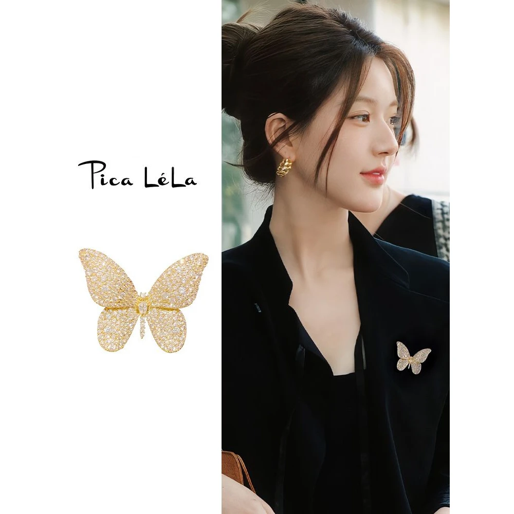 合金胸针 金色蝴蝶胸针女西装高档精致胸花复古高级感轻奢毛衣大