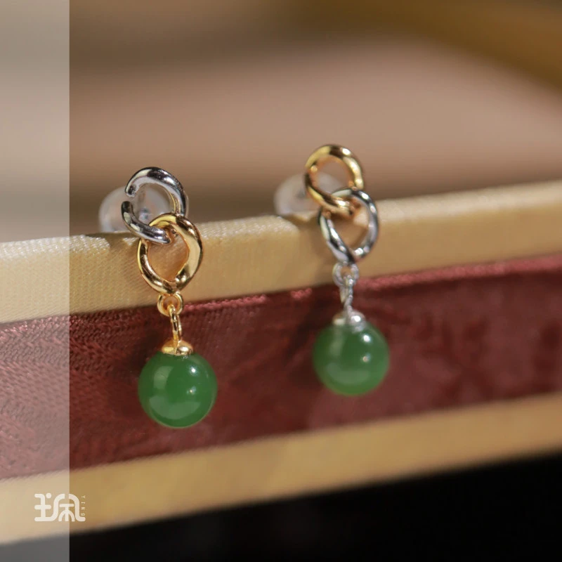 代双|和田玉*耳钉*S925银镀金XYA24061303多样性发其一