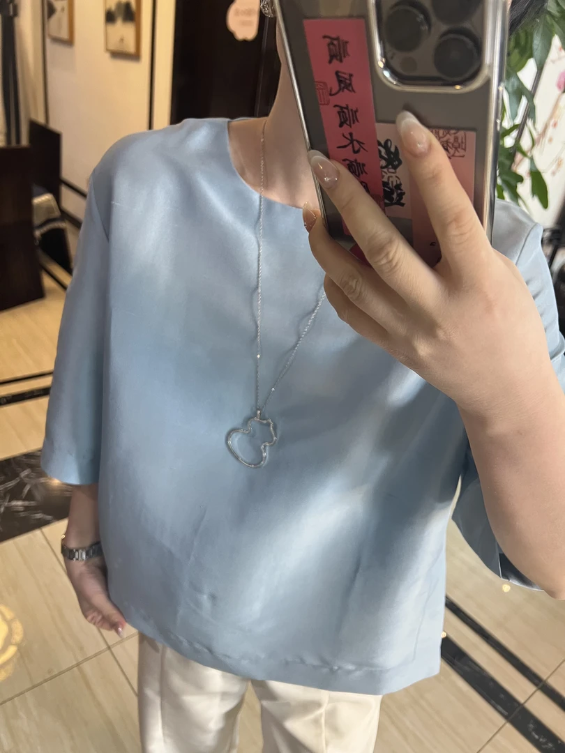 【安姬迩·媛媛专属】2025夏季新款天空蓝时尚休闲百搭体恤女YM0056