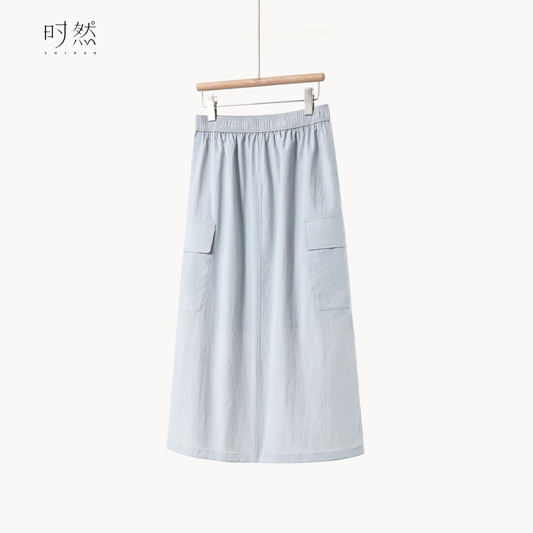 时然【雾野工集】微胖大码女装夏季新款高腰遮肉A字工装风半身裙