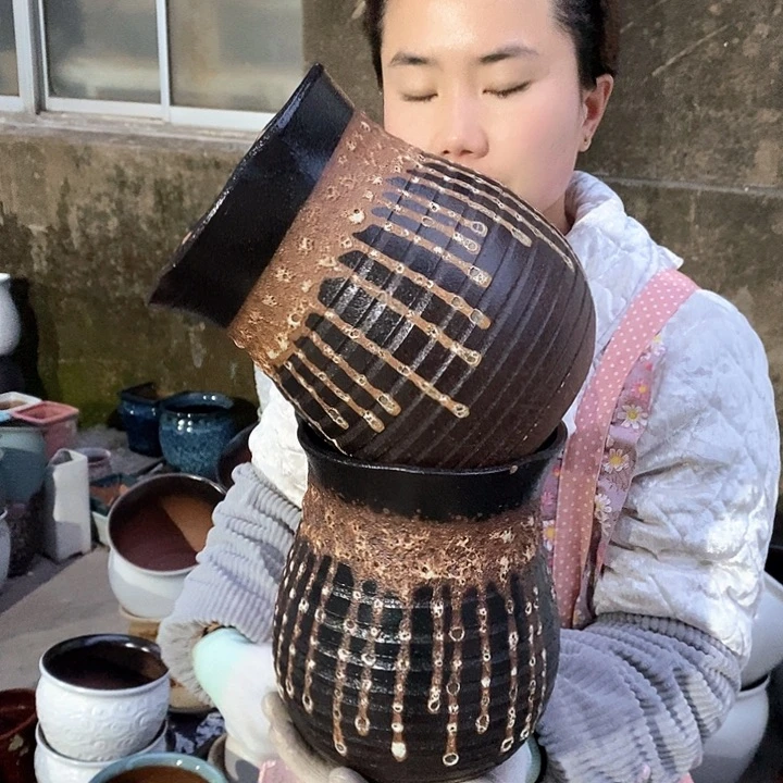 紫砂花盆瑕疵口15高20
