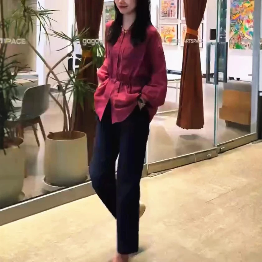 法式轻奢2025夏季爆款炸街玫红色女人味优雅高贵知性显白打底衫潮