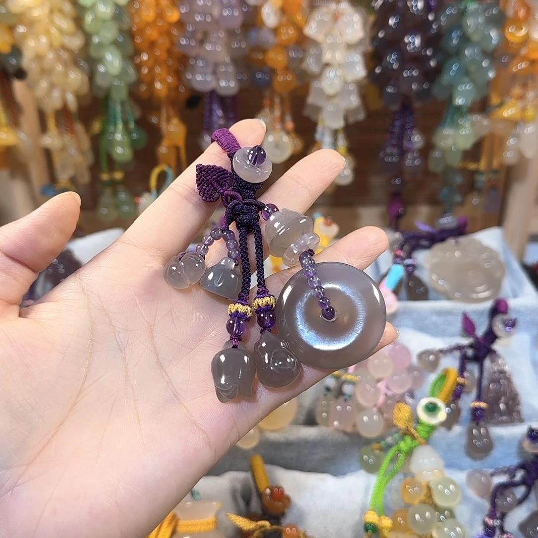 玛瑙/玉髓钥匙挂件未镶嵌禹*硕