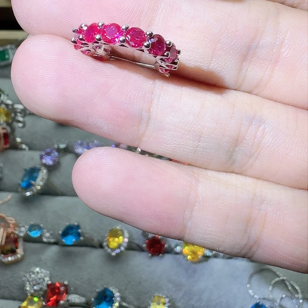 绿水晶戒指银S925镶嵌李*