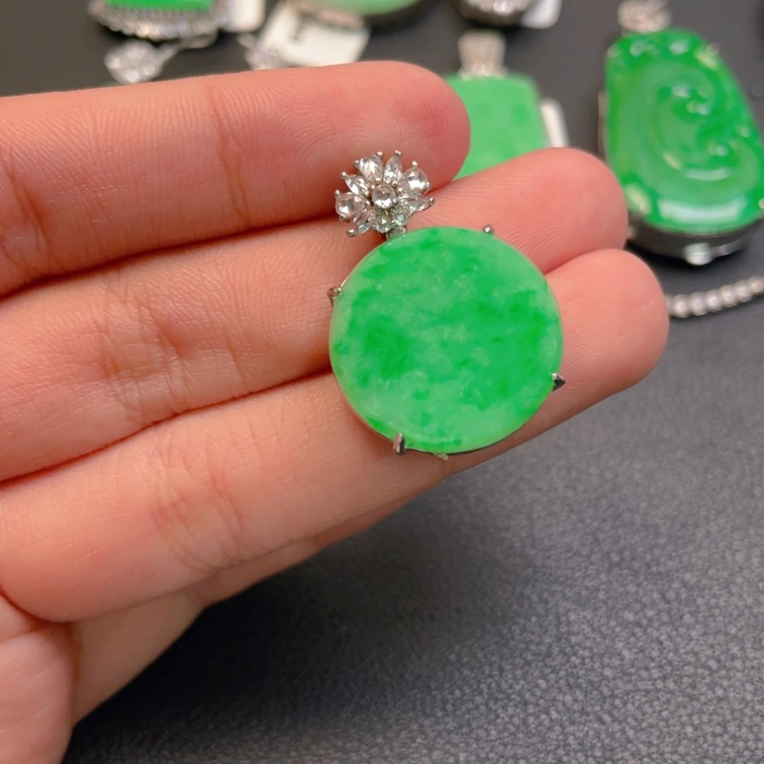 翡翠银S925镶嵌吊坠(不含链)