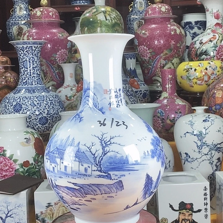 摆件景德镇陶瓷青花赏瓶
