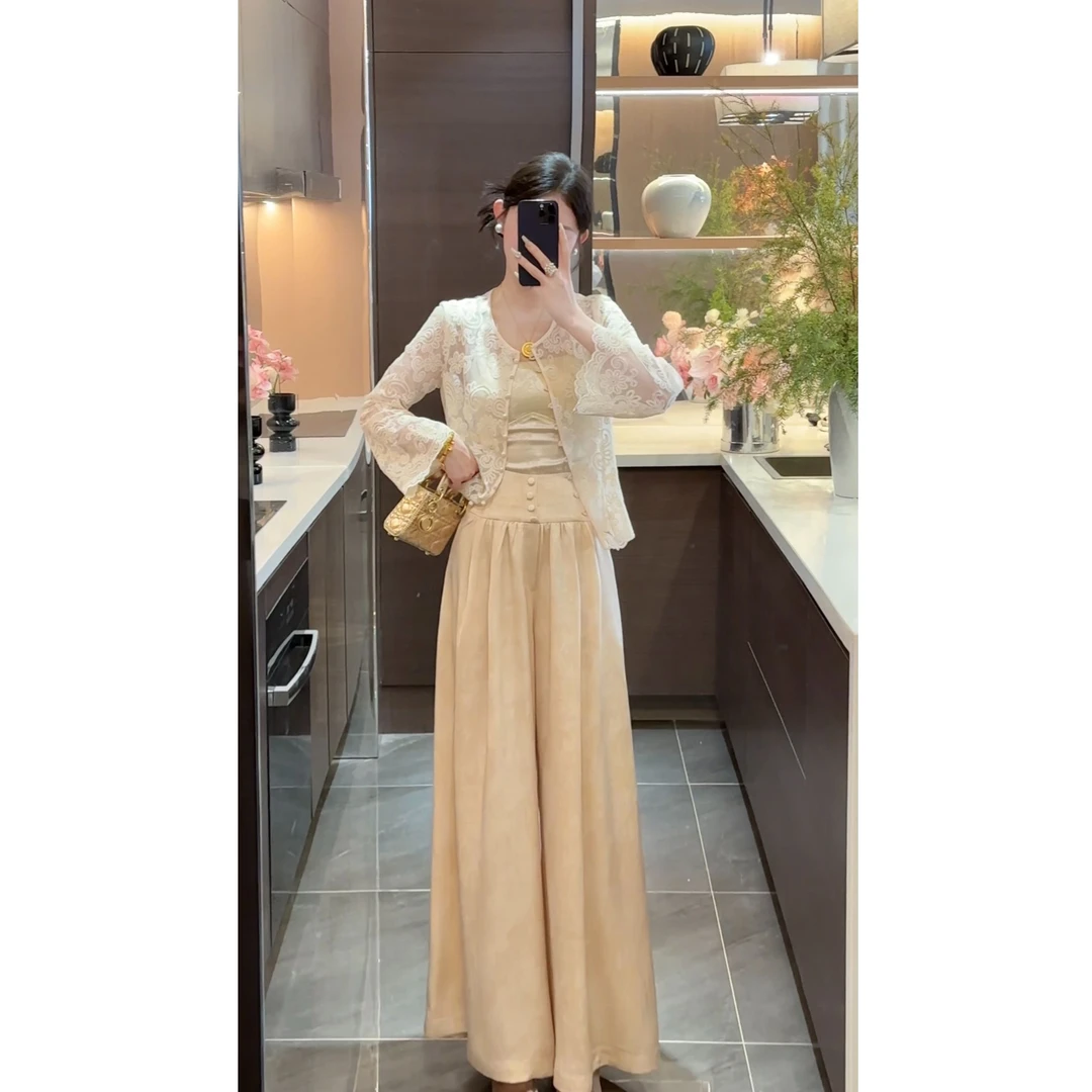 【周粥】【织梦】2025新款复古减龄蕾丝提花长袖上衣预JJC5SY0554