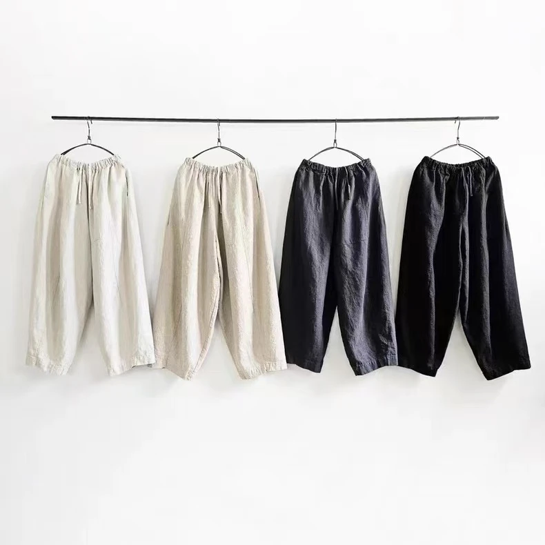 现货！韩国泡菜 puco 夏季新款亚麻料子休闲裤女