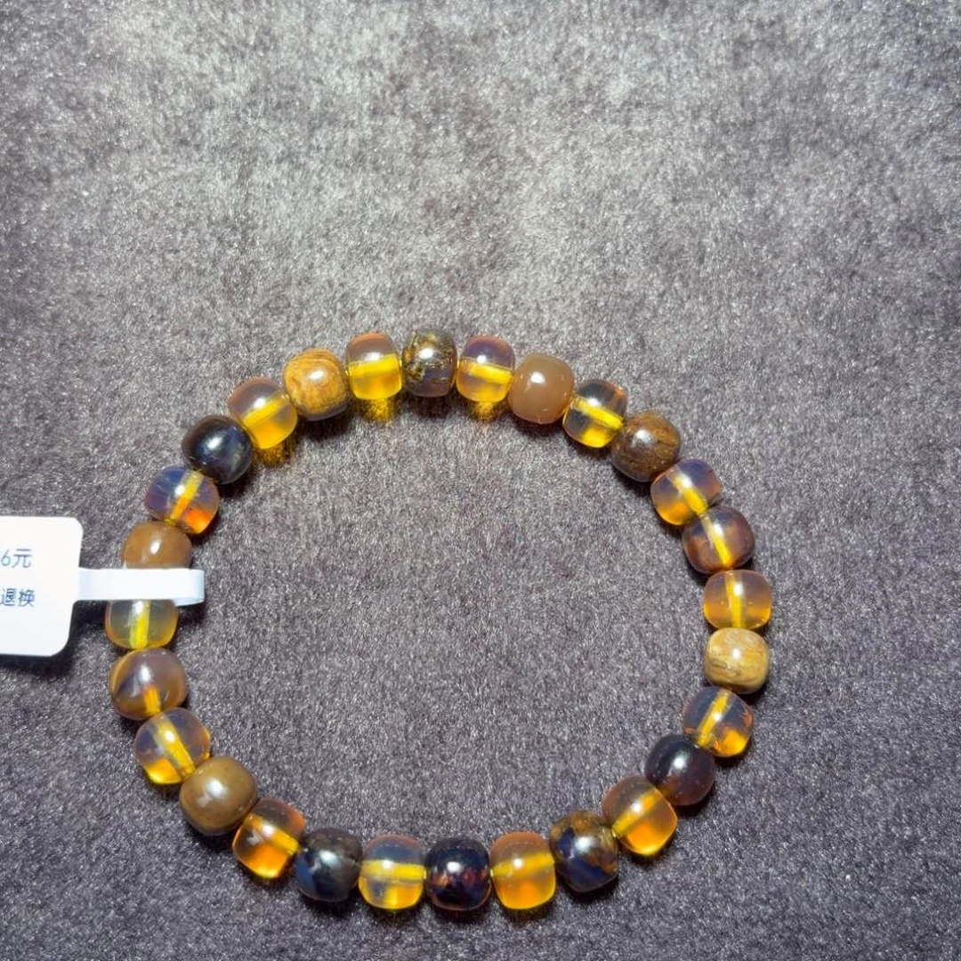 琥珀未镶嵌珠宝奇石7.8mm老型多宝