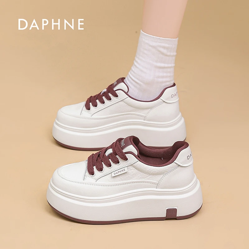 Daphne/达芙妮女鞋2025秋季阿甘鞋厚底增高休闲运动鞋小白鞋6320D