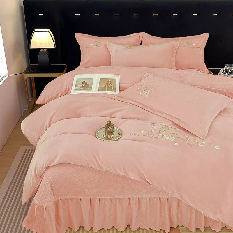 【晴美】加厚保暖牛奶绒床盖款四件套-全系列