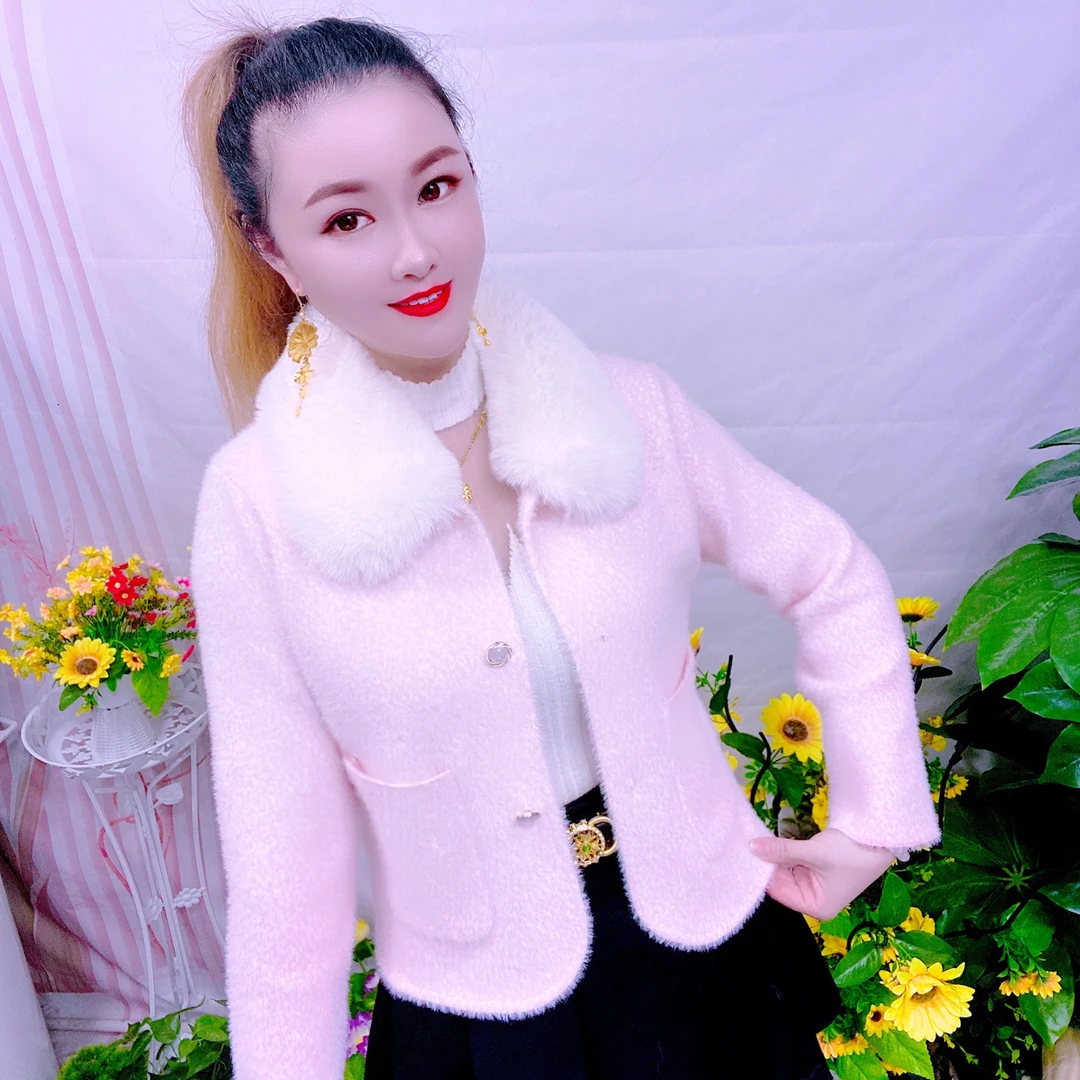 短款小香风防水貂绒秋冬款毛领百搭气质女士外套