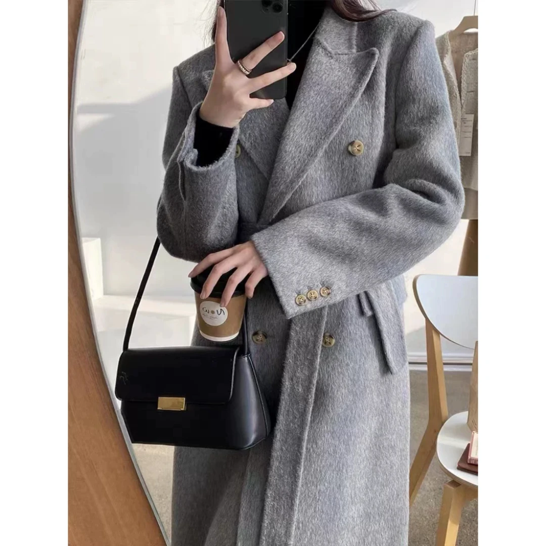 正肩设计双面大衣女秋冬外套258