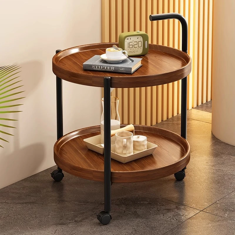 可移动沙发边几客厅家用现代简约茶几小推车卧室床头柜带轮置物架