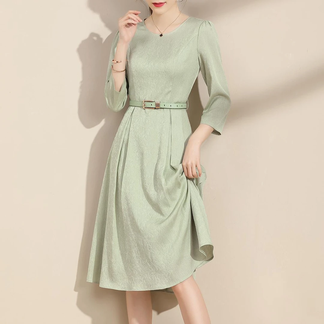 紫雨琪时尚连衣裙女秋2025今年流行漂亮女装修身收腰气质显瘦