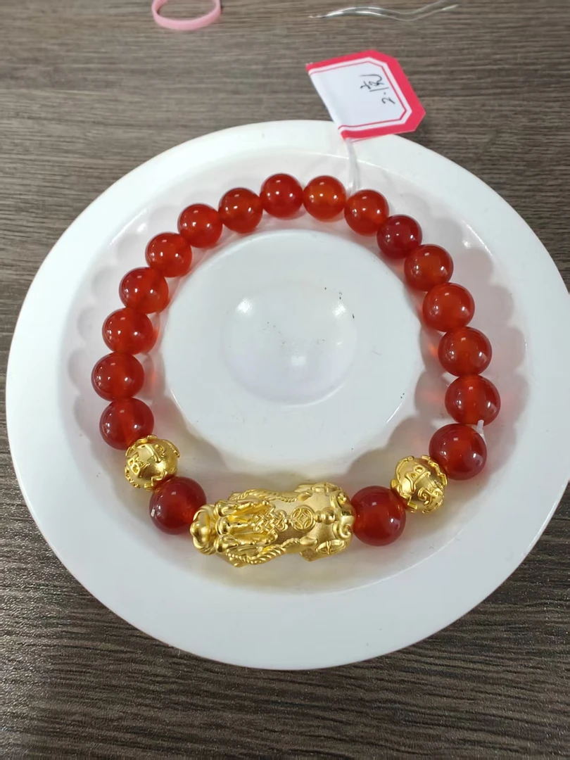 【足金999】卡8钱币黄金貔貅+2颗六字箴言转运珠