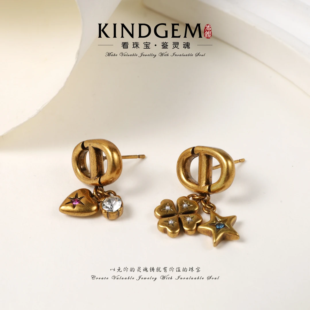 铜合金耳饰 KindGem 复古设计感耳环 C-40614