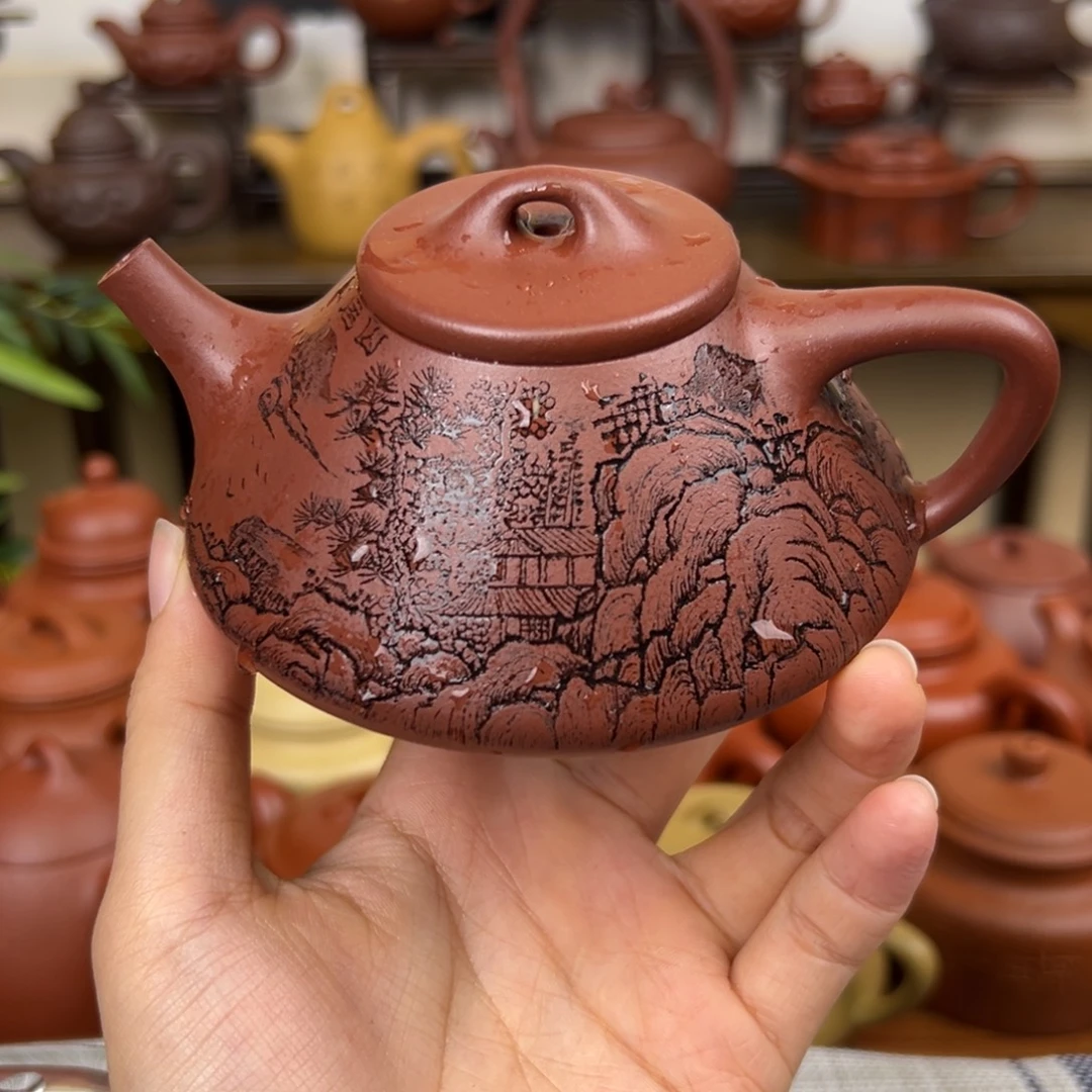 紫砂茶壶紫砂壶子冶石瓢紫泥180cc周昊