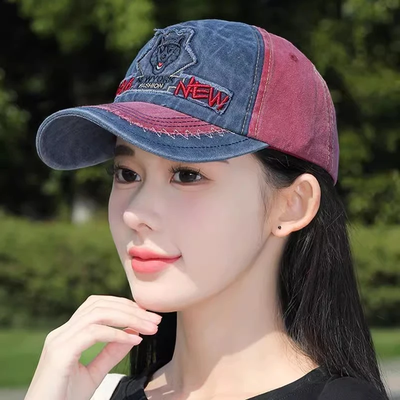 棒球帽女韩版潮流春夏季防晒遮阳鸭舌帽水洗刺绣出游帽子男显脸小