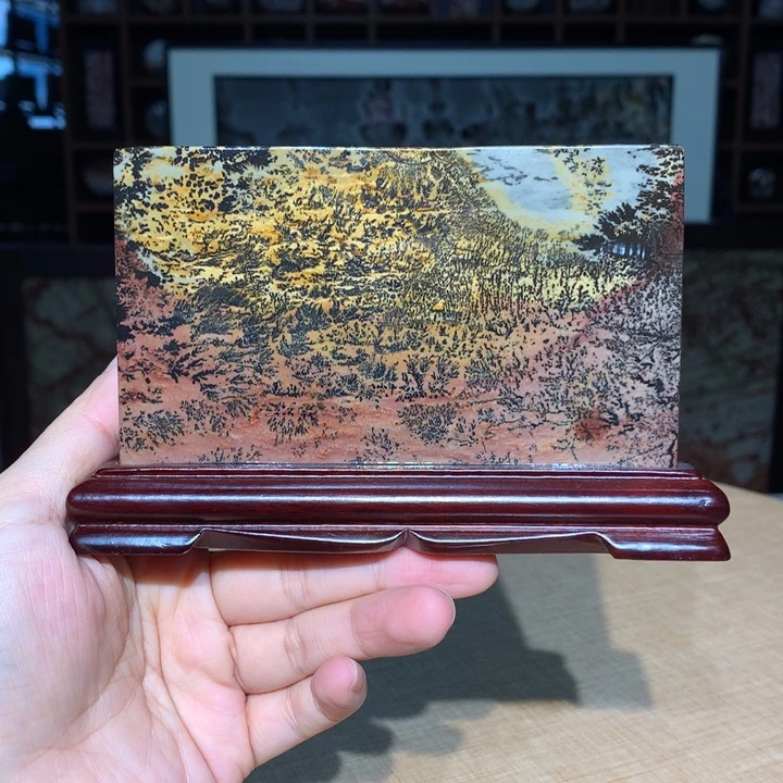 广西国画石摆件，茶杯垫，手把件