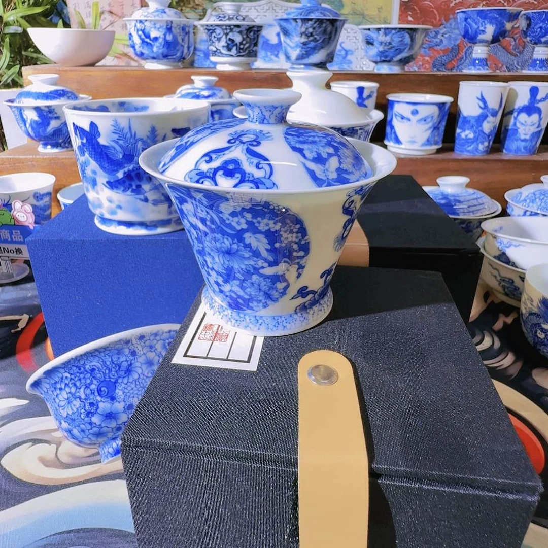 泥塑༒***༒盖碗手工手绘微不合缝