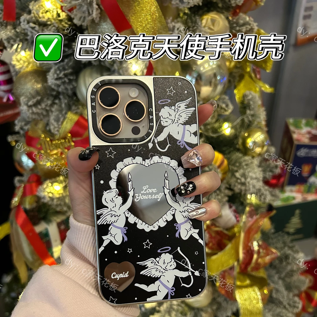 新款天使巴洛克系列CASE明星同款适用苹果手机壳iphone15pM镜面壳