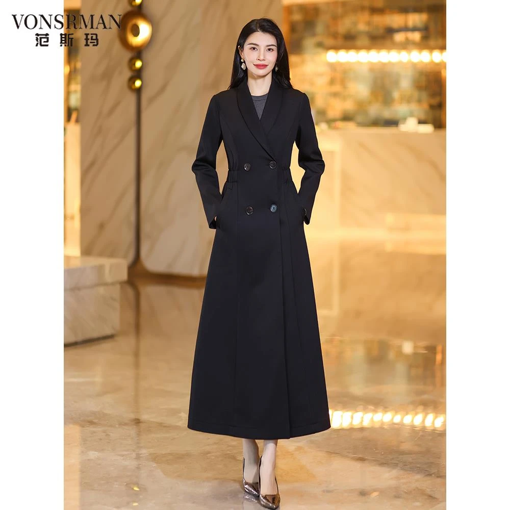 时尚显瘦黑色风衣外套2025春秋新款气质高级感收腰显瘦女装风衣女