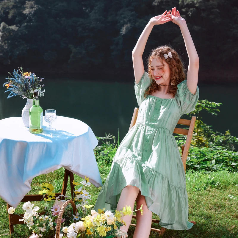 【黄蓉专享】菀壹夏季新款薄荷曼波连衣裙Q20553321